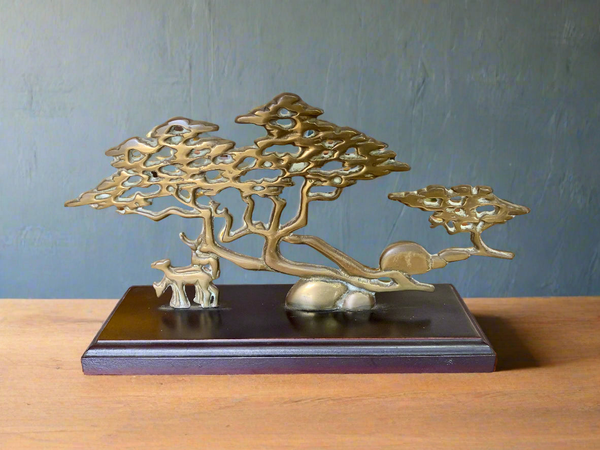 Mid Century Brass Landscape